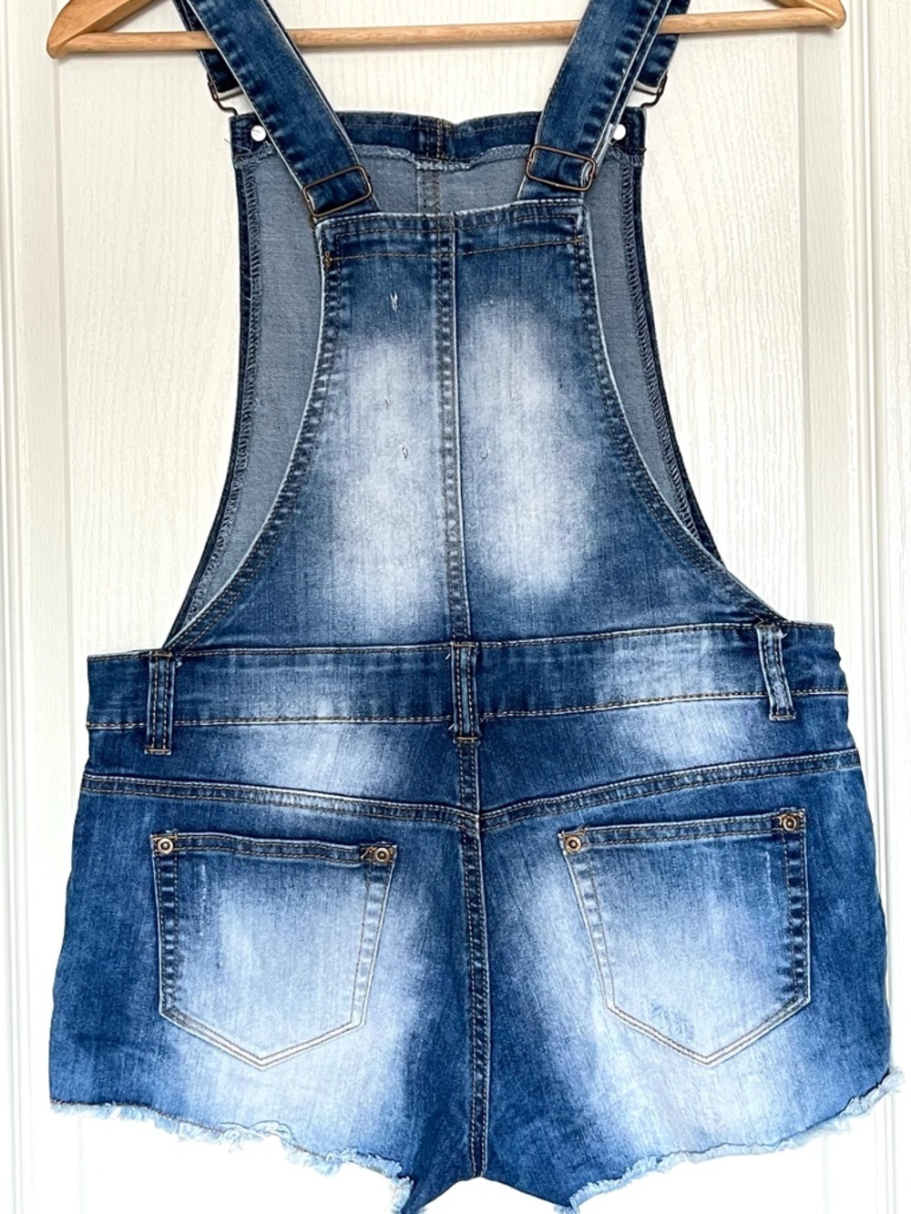 Parisian Collection Luxury Line Distressed Denim Dungaree Overalls Size 9 Y2K - Picture 12 of 14